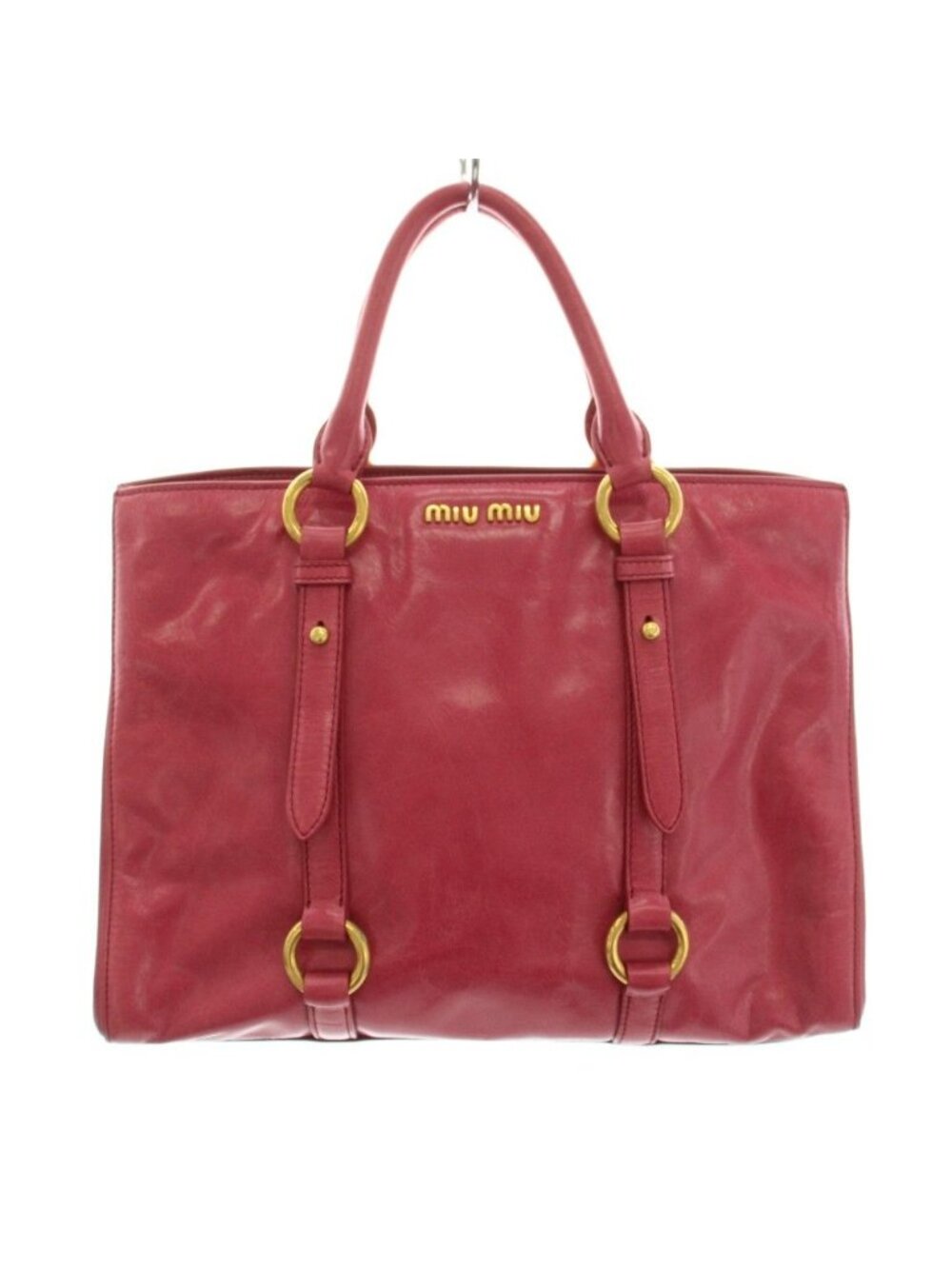 Miu Miu Vitello Shine Convertible Tote Bag Leather Pink